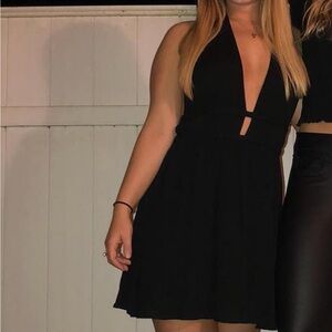 American Threads Halter and Open Back Little Black Dress